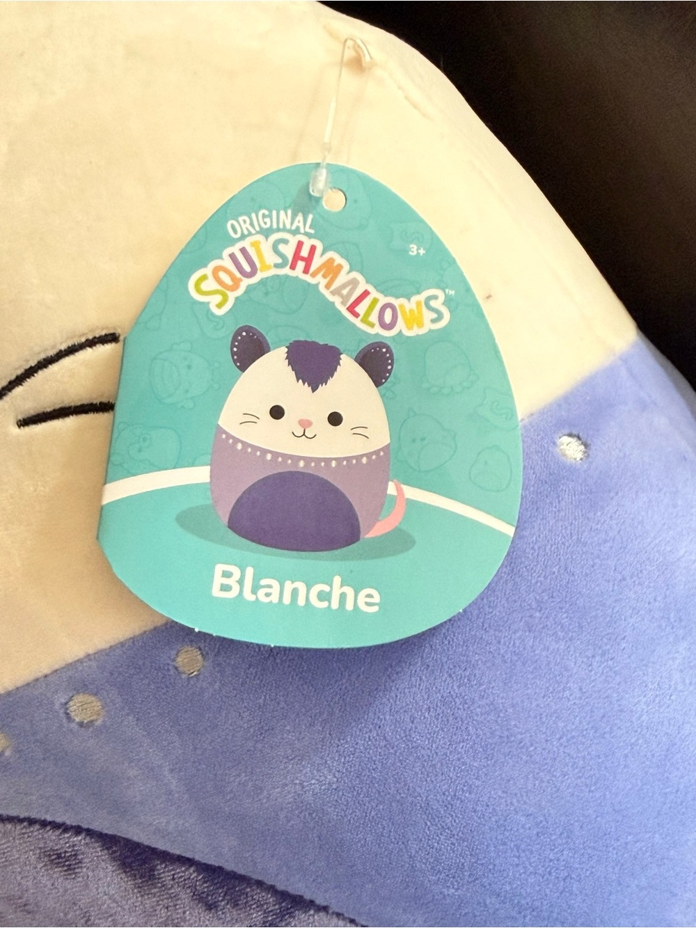 Squishmallows Purple and Cream Cat Plush Pillow - Picture 6 of 8
